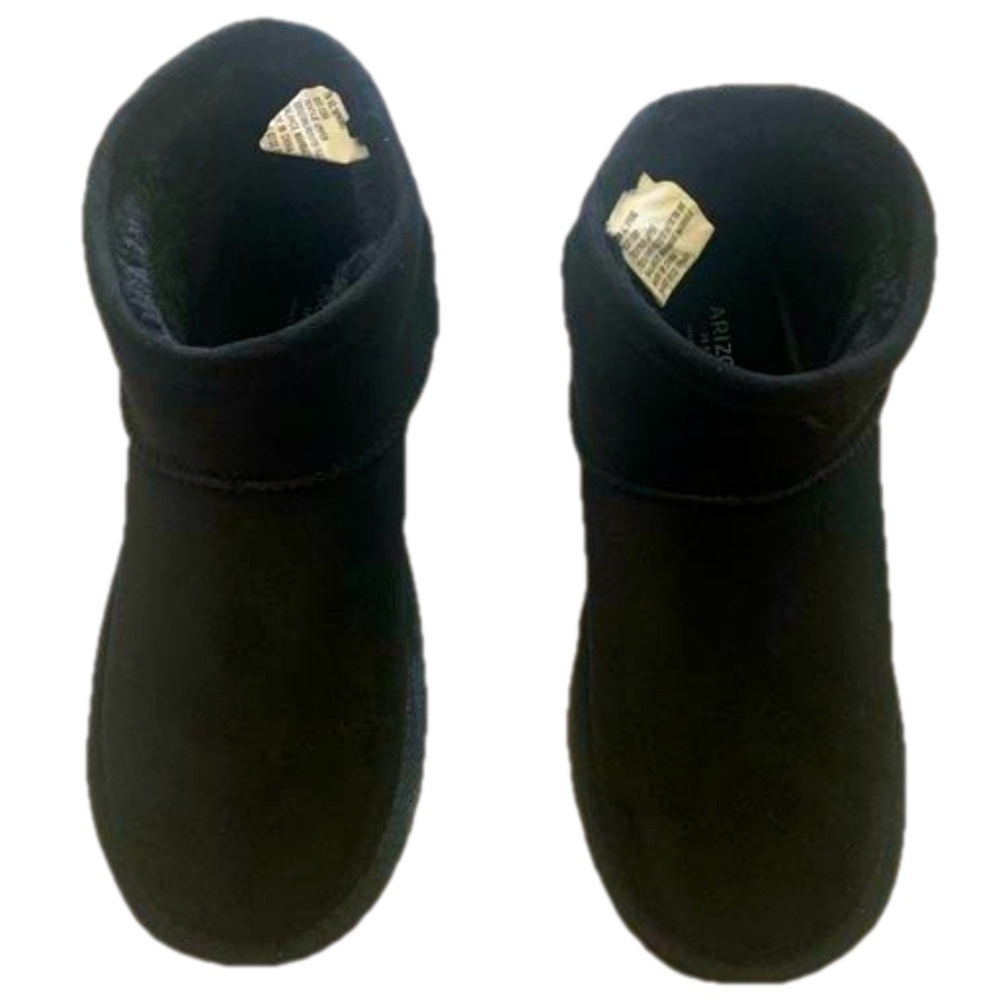 Arizona Jean Company Black Suede Ankle Snow Ugg Booties - Picture 6 of 11